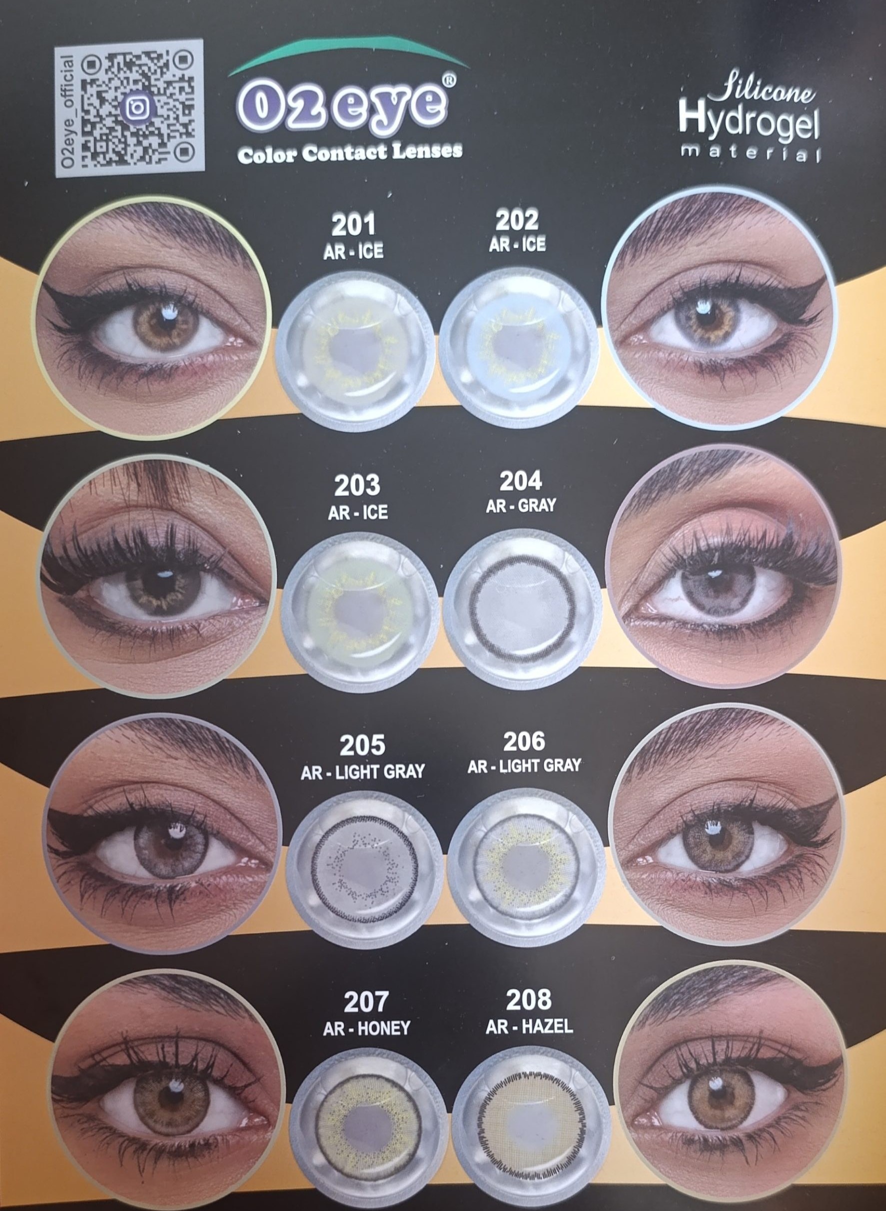 لنز چشم O2 eye مدل هیدروژل (شماره ۲۰۴_۲۰۵_۲۰۶)