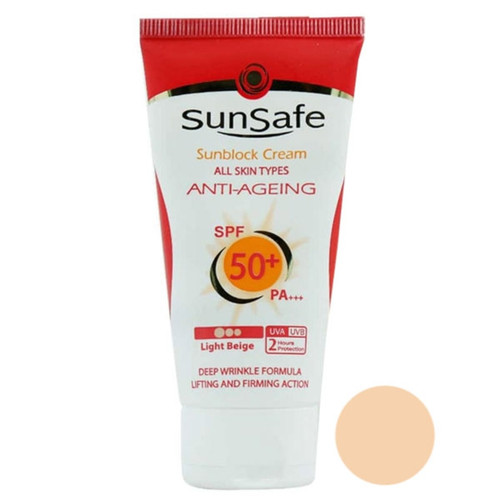 کرم ضدآفتاب سان سیف بژ روشن / بژ طبیعی ضدچروک (SPF50)